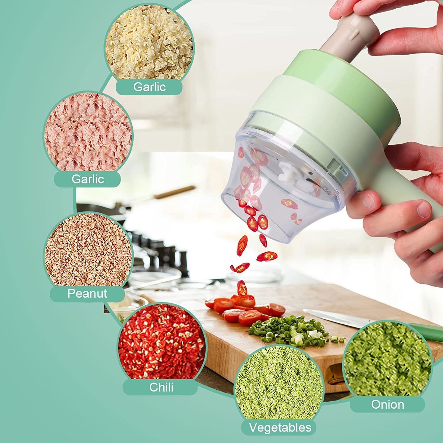 4 In 1 Handheld Electric Vegetable Cutter Set