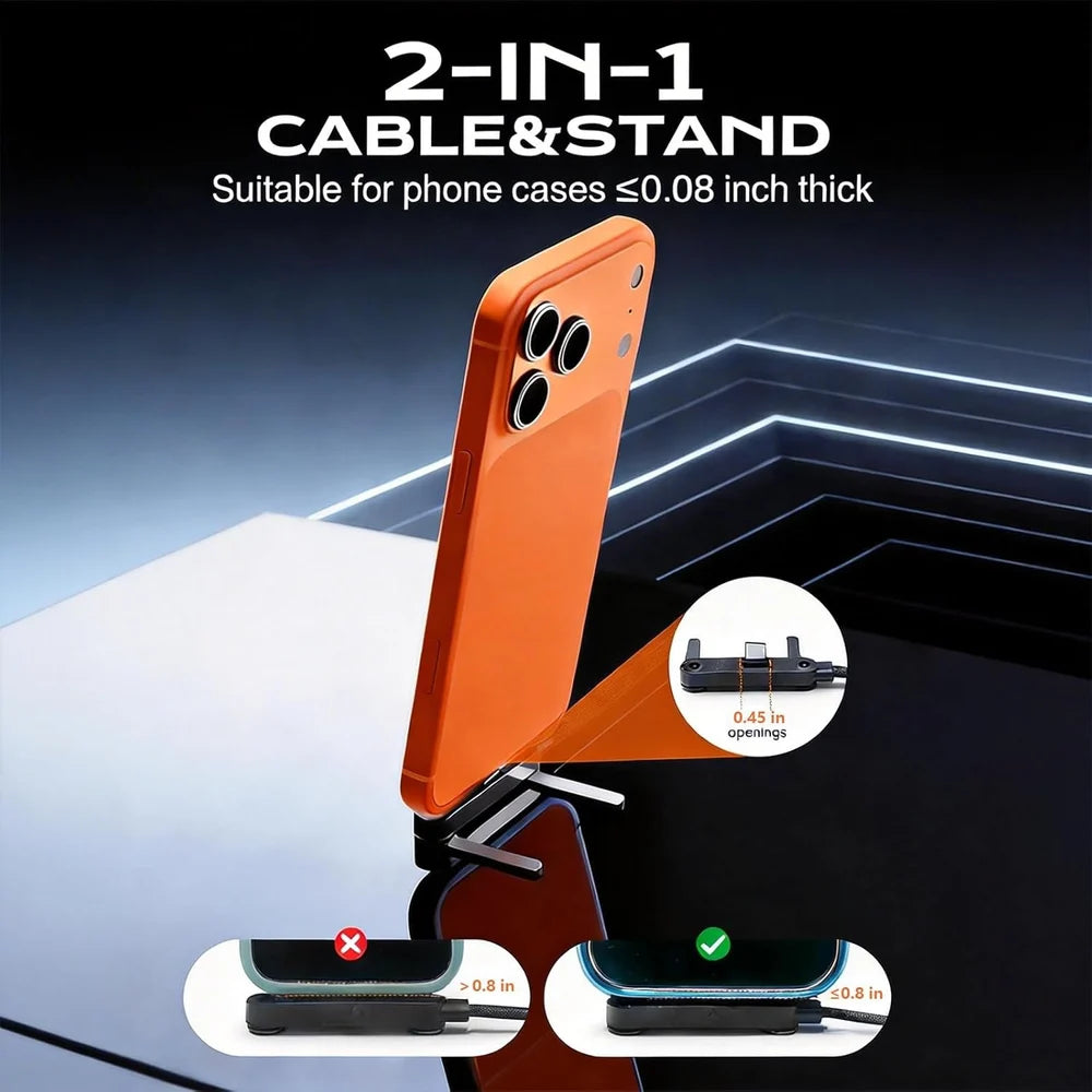 240W Charging Cable 2 in 1 Invisible Holder Charger