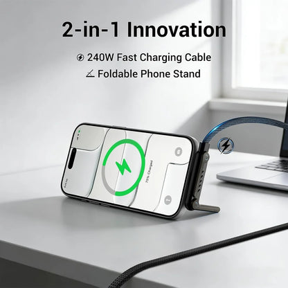 240W Charging Cable 2 in 1 Invisible Holder Charger